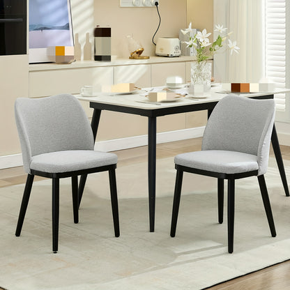 Set of 2 Modern White Dining Chairs with Black Legs - Sturdy Non-Wood Construction, Ergonomic Backrest & Seat, Easy Assembly, Space-Saving Design for Kitchen, Restaurant, Cafe, Home - Contemporary Minimalist Style, Durable Co