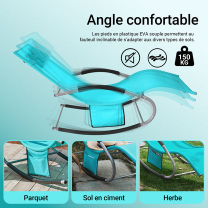 Verstelbare Tuinlounger – Verstelbare Loungestoel – Buitenstoel – Loungechair – Met Opbergzak – Met Metalen Frame – Weerbestendig Ademend Materiaal