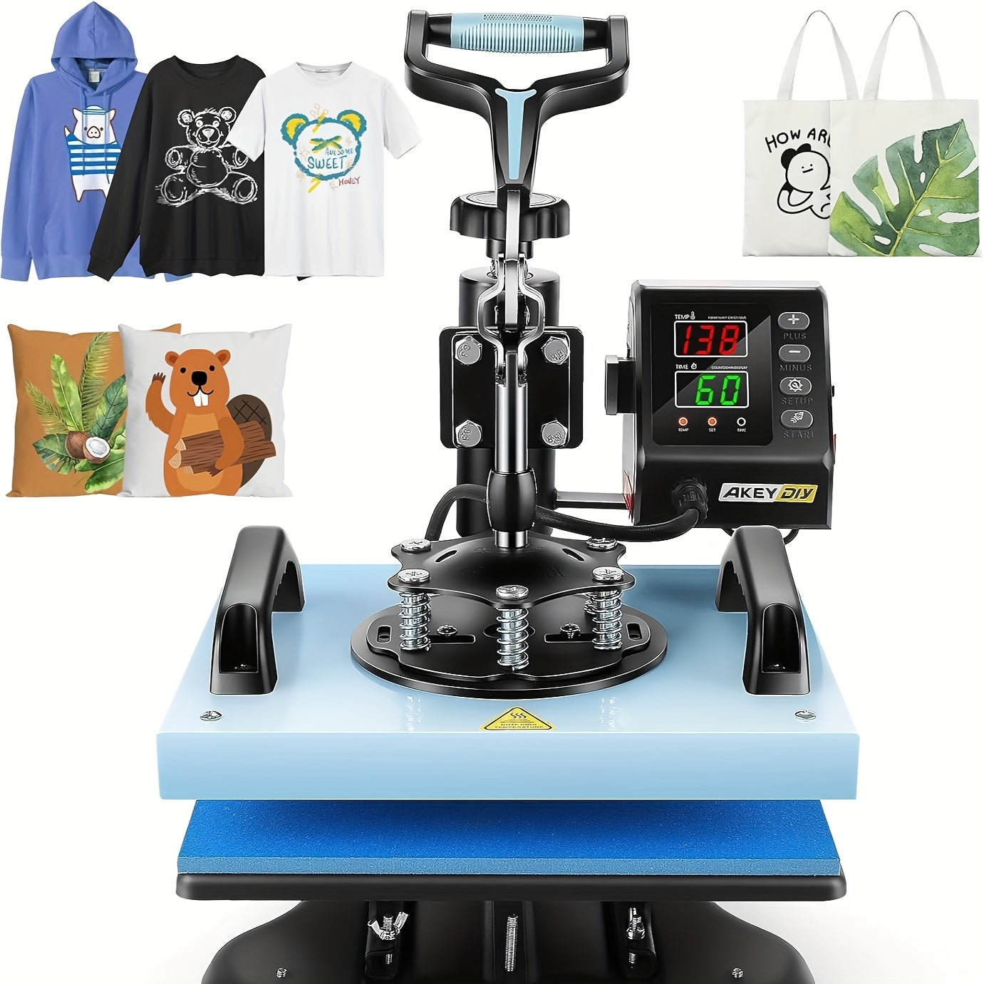 Sublimatiepers – Warmtepers – Textielpers – T-shirtpers – Hittepers – 30x25 cm – 360° Draaibaar – IJzer & Kunststof