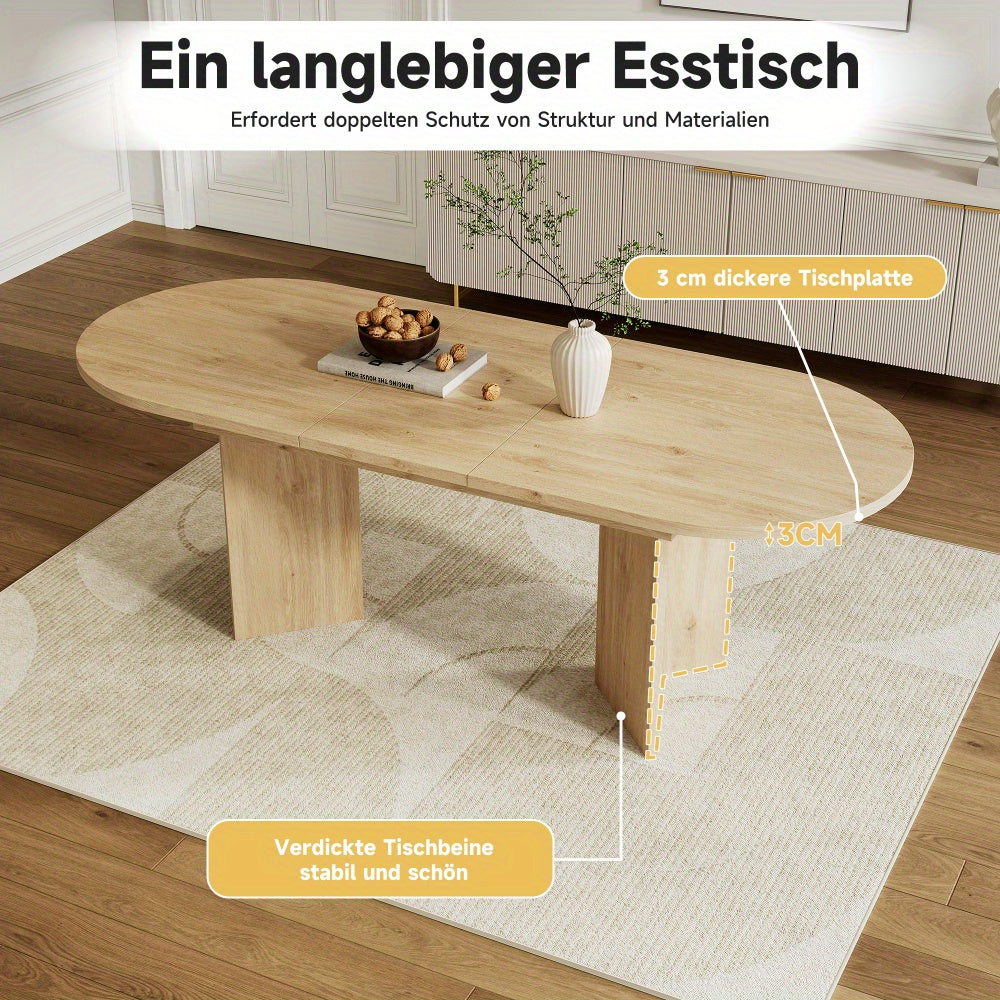 Dining Table, Extendable Dining Table 120/160 × 80cm for 4-6 People with Rounded Corners and Thickened Top – Minimalist Design Ideal Kitchen & Dinning Room Furniture, Home Dining Setup, Family Meals, Modern Table, Contempo