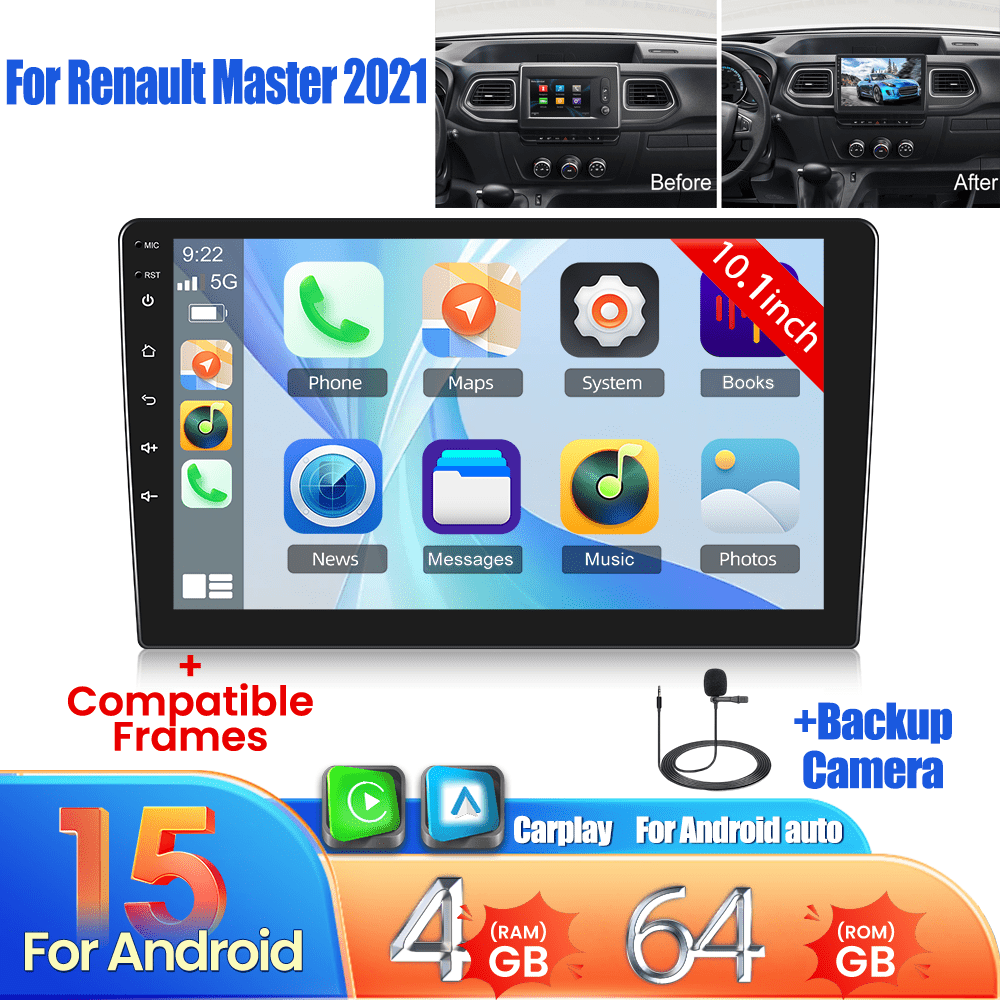 Autoradio Renault Master 2021 – Auto Stereo – Multimedia Speler – Navigatie Systeem – Touchscreen Radio – 10 Inch Display – Android 15 Systeem – Draadloze CarPlay & Android Auto