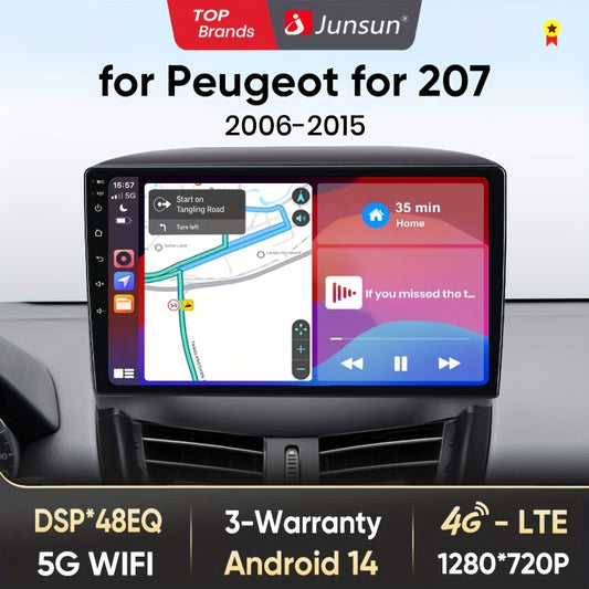 Android Auto Draadloze CarPlay Stereo – 2Din Auto Radio – Multimedia Speler – GPS Navigatie – Peugeot 207 2006-2015 – 6GB+128GB Geheugen – 9 Inch IPS Scherm – 4G Verbinding
