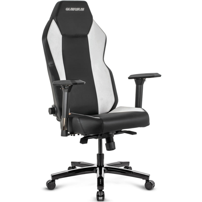 Ergonomische Bureaustoel 360° Draaibaar Zwart/Wit – Hoogteverstelbaar Gaming/Office Swivel Chair met Kantelfunctie, Verstelbare Armleuningen, Luxe Alcantara-achtige Bekleding en Robuust Metalen Onderstel