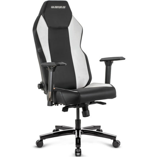 Ergonomische Bureaustoel 360° Draaibaar Zwart/Wit – Hoogteverstelbaar Gaming/Office Swivel Chair met Kantelfunctie, Verstelbare Armleuningen, Luxe Alcantara-achtige Bekleding en Robuust Metalen Onderstel