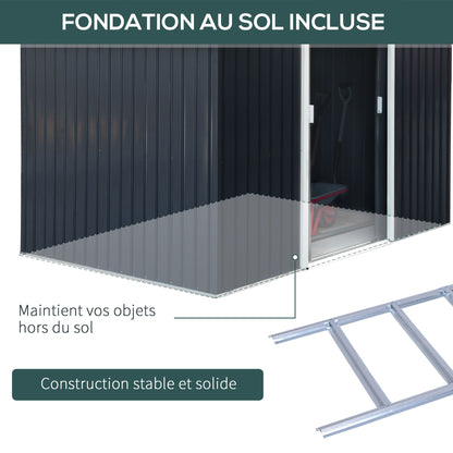 Tuinberging – Tuinhuisje – Tuinschuur – Opbergkast – Berging – Stalen Tuinkast Donkergrijs – 2,77 x 1,95 x 1,92 m – Ventilatie en Schuifdeuren