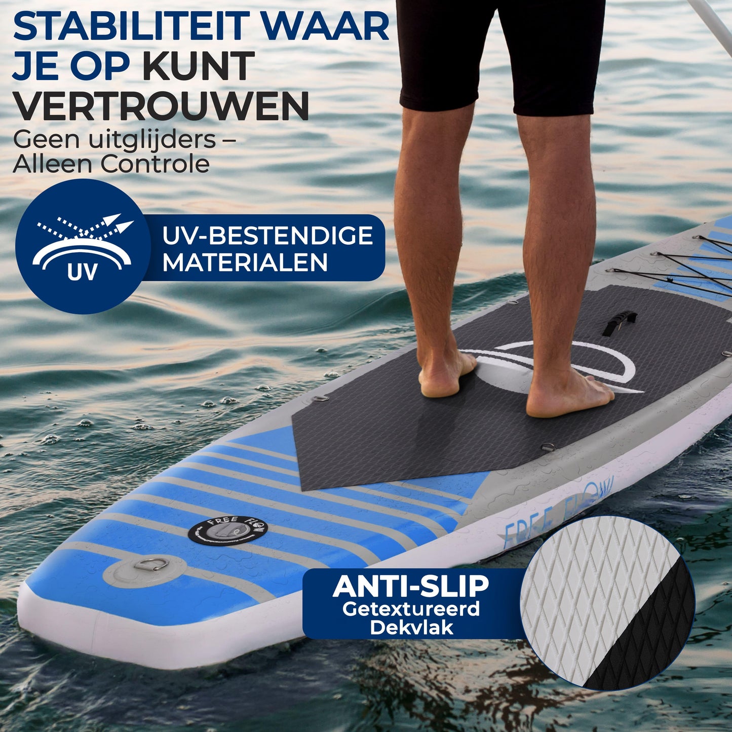 Opblaasbare SUP Board – Stand-Up Paddleboard – Peddelboard – Inflatable Paddleboard – Paddlebord Blauw – Anti-Slip Dek – 320 cm Lengte Met Accessoires - Blauw