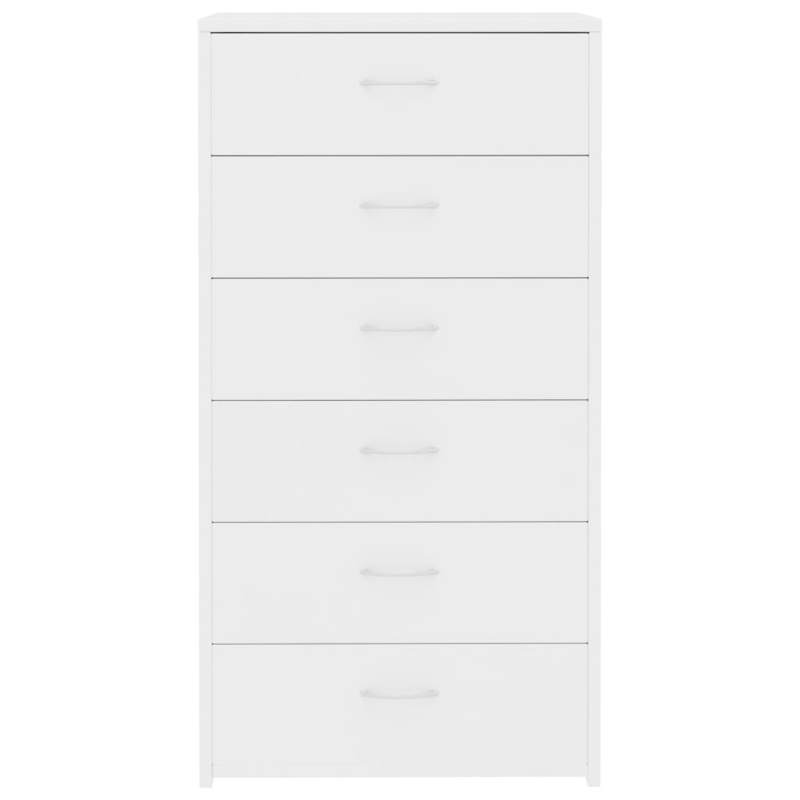 Dressoir – Ladekast – Opbergkast – Buffetkast – Kast – Wit Hout – 6 Ruime Lades – Compact 50x34x96 cm