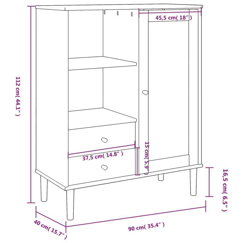 Modern Minimalist Wooden Sideboard - 90x40x112cm (35x16x5.9in) Removable & Durable Hardwood & Artificial Wood Frame with 2 Drawers, Open Shelves & 2 Side Shelves for Living Room, Bedroom, Office, Versatile Storage Solution, C