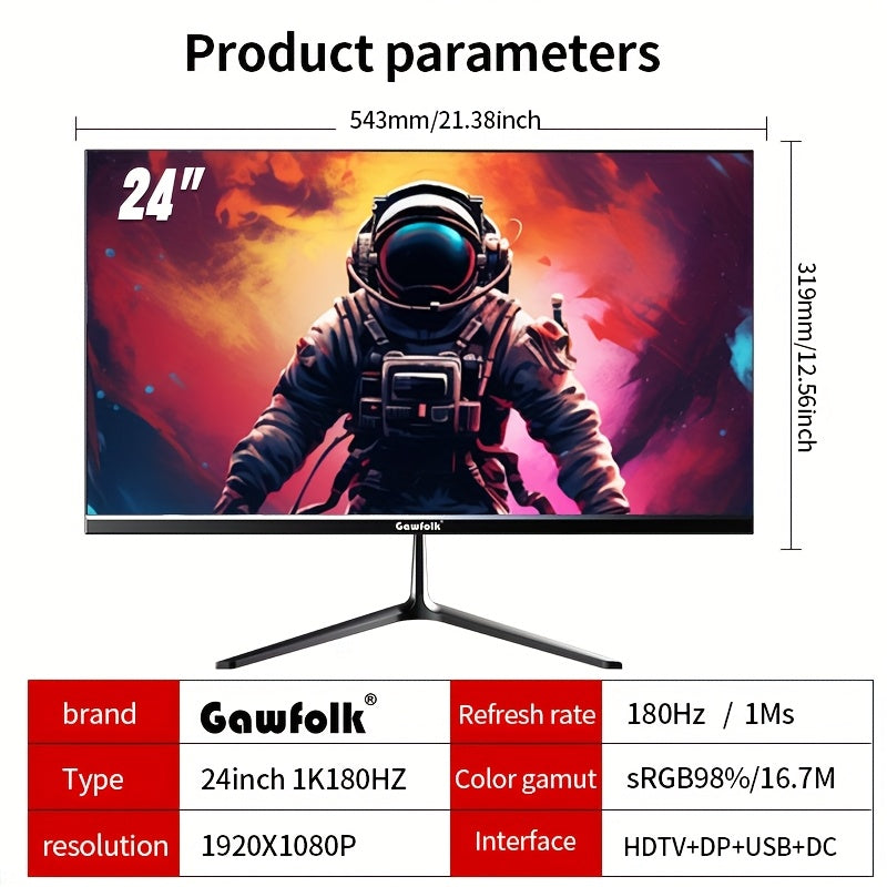 Gamingmonitor – Gaming Scherm – PC Monitor – Curved Display – Full HD Monitor – 24,5 Inch – 180Hz Verversingssnelheid – IPS-paneel