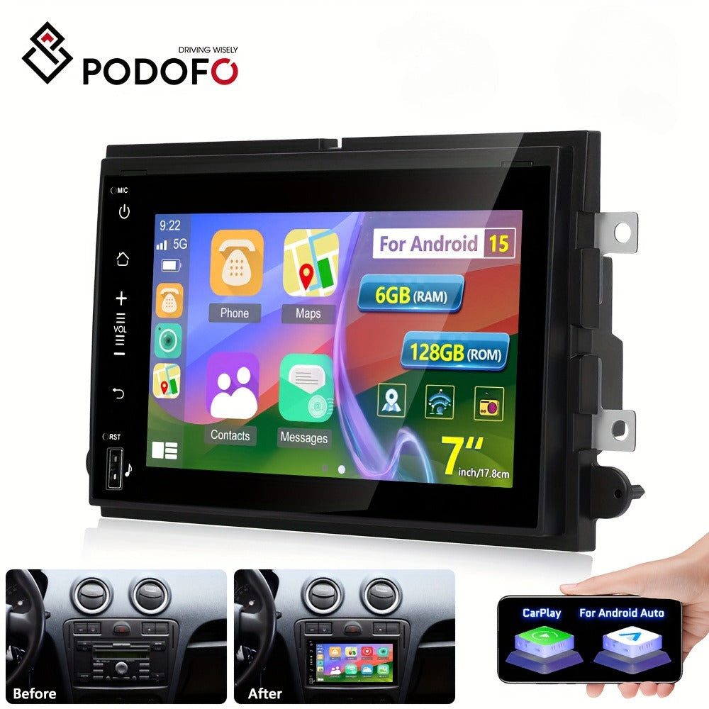 Android Autoradio – Auto Stereo – Multimedia Speler – Navigatiesysteem – Touchscreen Radio – 7 Inch – 6GB RAM 128GB Opslag – Draadloze CarPlay & Android Auto