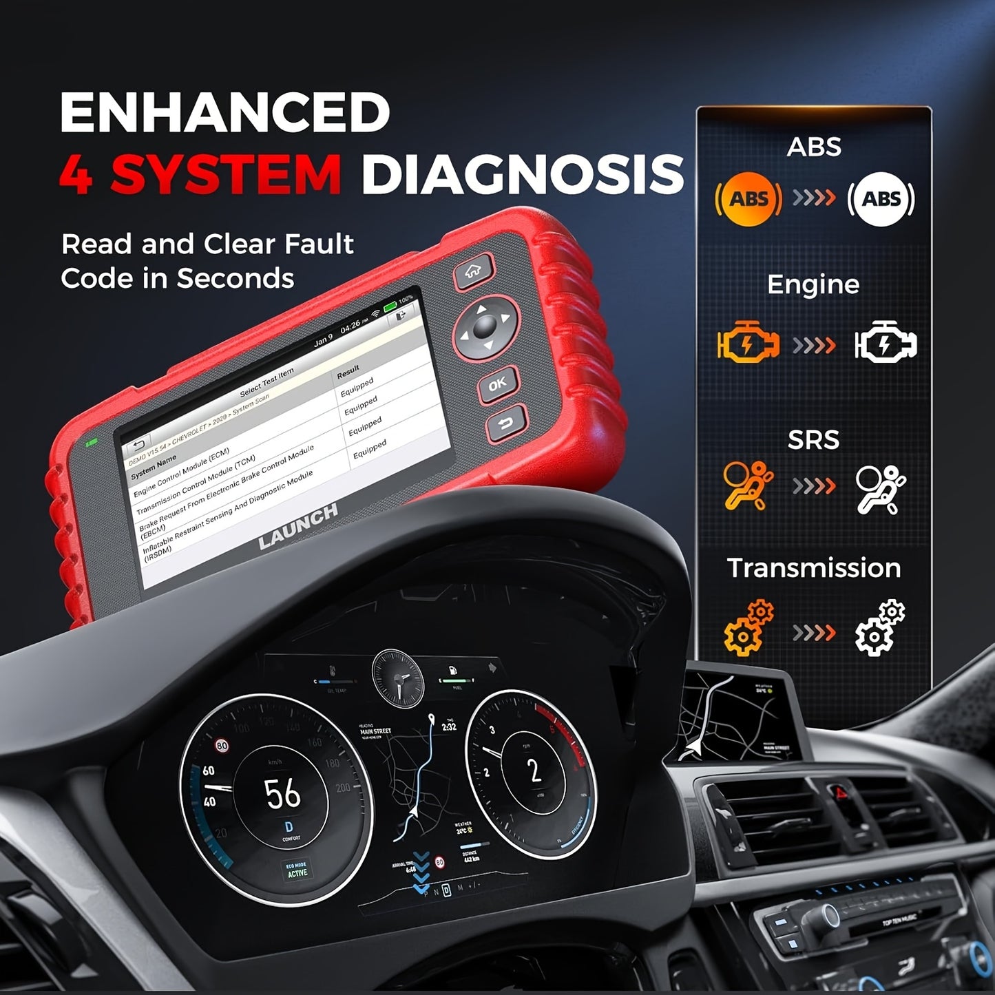 OBD2 Scanner – Diagnoseapparaat – Auto Uitlezer – Foutcode Lezer – Uitleesapparaat – Draadloos Wi-Fi – SAS en Gaspedaal Reset – Batterijtest Inclusief