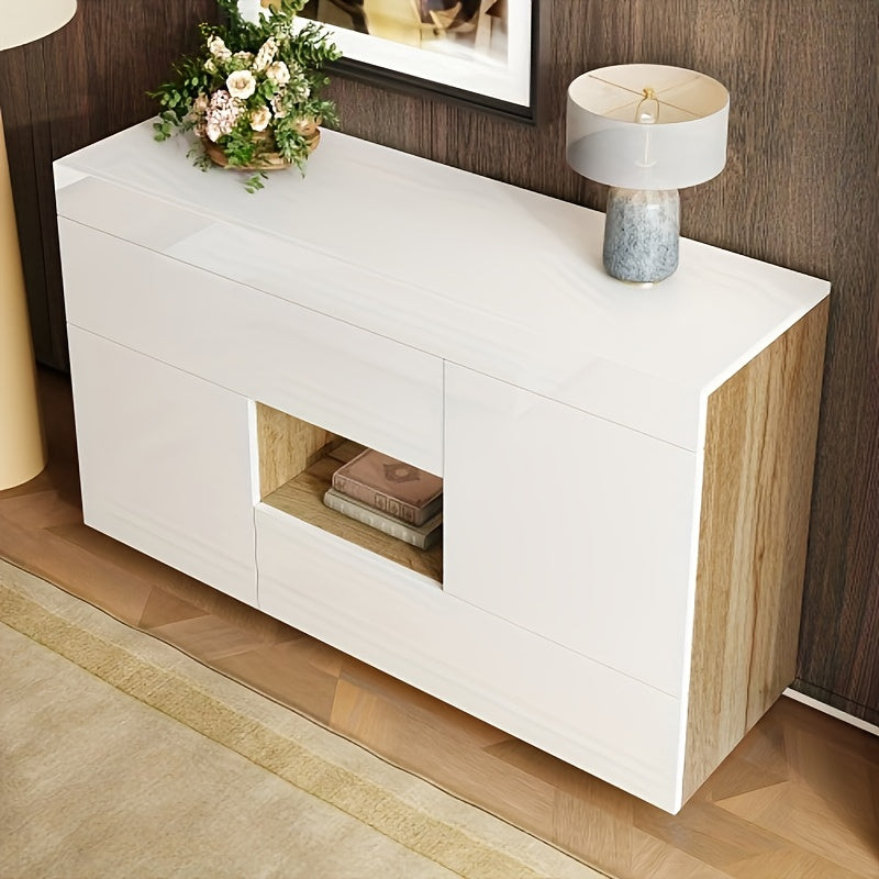 Vrijstaande Kast – Opbergkast – Dressoir – Sideboard – Ladenkast – Wit Bamboe – Duurzaam Modern Design – 3,2+ Kubieke Voet Opbergruimte