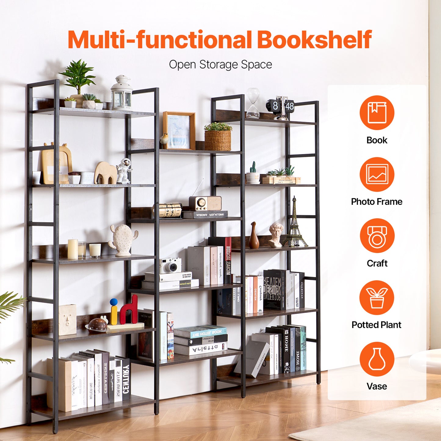 Boekenkast Metaal – Boekrek – Plantenrek – Opbergkast – Wandkast – 14 Lagen – Stabiel Metalen Frame – Waterafstotende Panelen