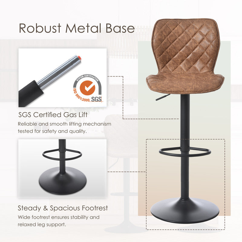 Goeurvant Modern 360° Swivel Bar Stool with Adjustable Height and Metal Base, PU Upholstery, Kitchen Stool, Kitchen Bar Stools, Kitchen Stools, Home Bar Furniture, Bar Seating, Metal Base Stool, Modern Bar Chair, Contemporar