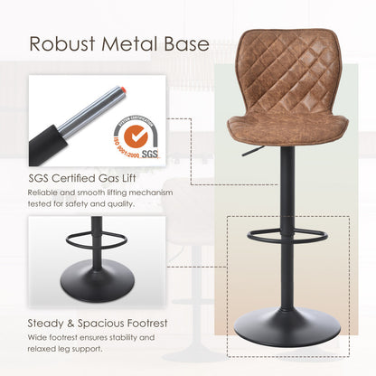 Goeurvant Modern 360° Swivel Bar Stool with Adjustable Height and Metal Base, PU Upholstery, Kitchen Stool, Kitchen Bar Stools, Kitchen Stools, Home Bar Furniture, Bar Seating, Metal Base Stool, Modern Bar Chair, Contemporar