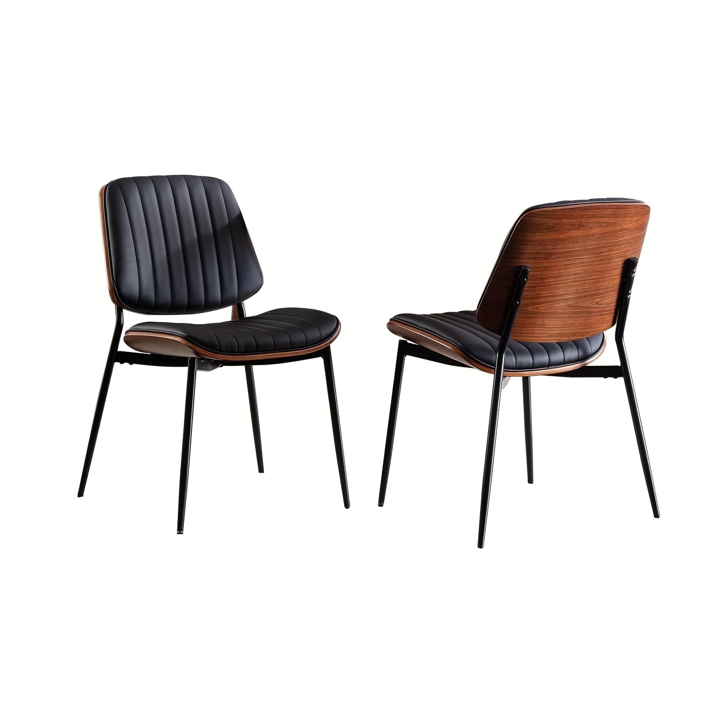 Eetkamerstoelen – Keukenstoelen – Retro Stoelen – Bistro Stoelen – Tafels Stoelen – Zwart Kunstleer – Memory Foam Zitting – Stevig Metalen Frame