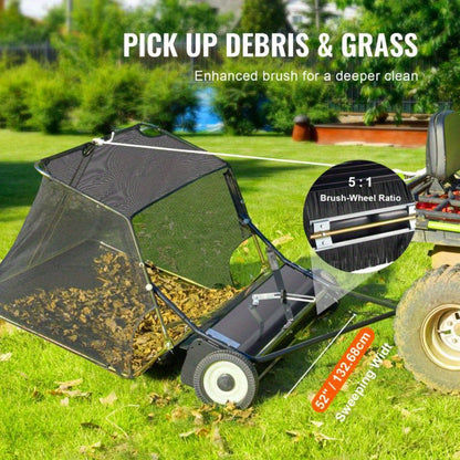 Bladveger – Bladzuiger – Bladverzamelaar – Tuinveger – Grasveger – 132 cm Werkbreedte – 740 Liter Opvangvolume – Verstelbare Veeghoogte – Duurzaam Polyester