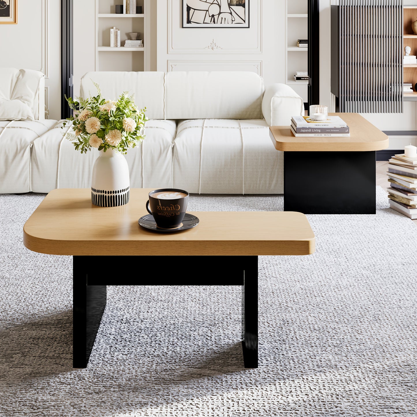 Salontafel – Koffietafel – Bijzettafel – Woonkamertafel – Lounge Tafel – Naturel Bamboe – Hoogteverstelbare Poten – Soft-Close Lade