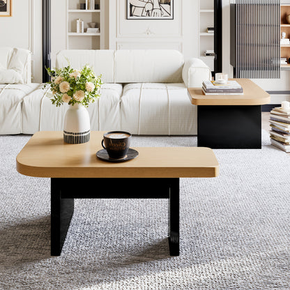 Salontafel – Koffietafel – Bijzettafel – Woonkamertafel – Lounge Tafel – Naturel Bamboe – Hoogteverstelbare Poten – Soft-Close Lade
