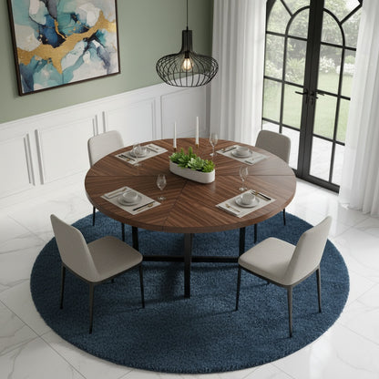 Eettafel – Ronde Tafel – Keukentafel – Dinertafel – Bistrotafel – 120 cm Diameter – Metalen X-Poot – Krasbestendig Blad – Uitbreekbaar – Voor 4-6 Personen