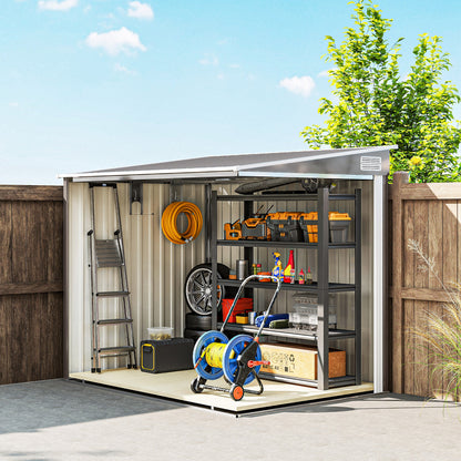 Metalen Opbergschuur – Tuinschuur – Gereedschapsschuur – Fietsenstalling – Opbergbox – Lichtgrijs – 2,81 m² – Corrosiebestendig Gegalvaniseerd Staal – Penthuisdak