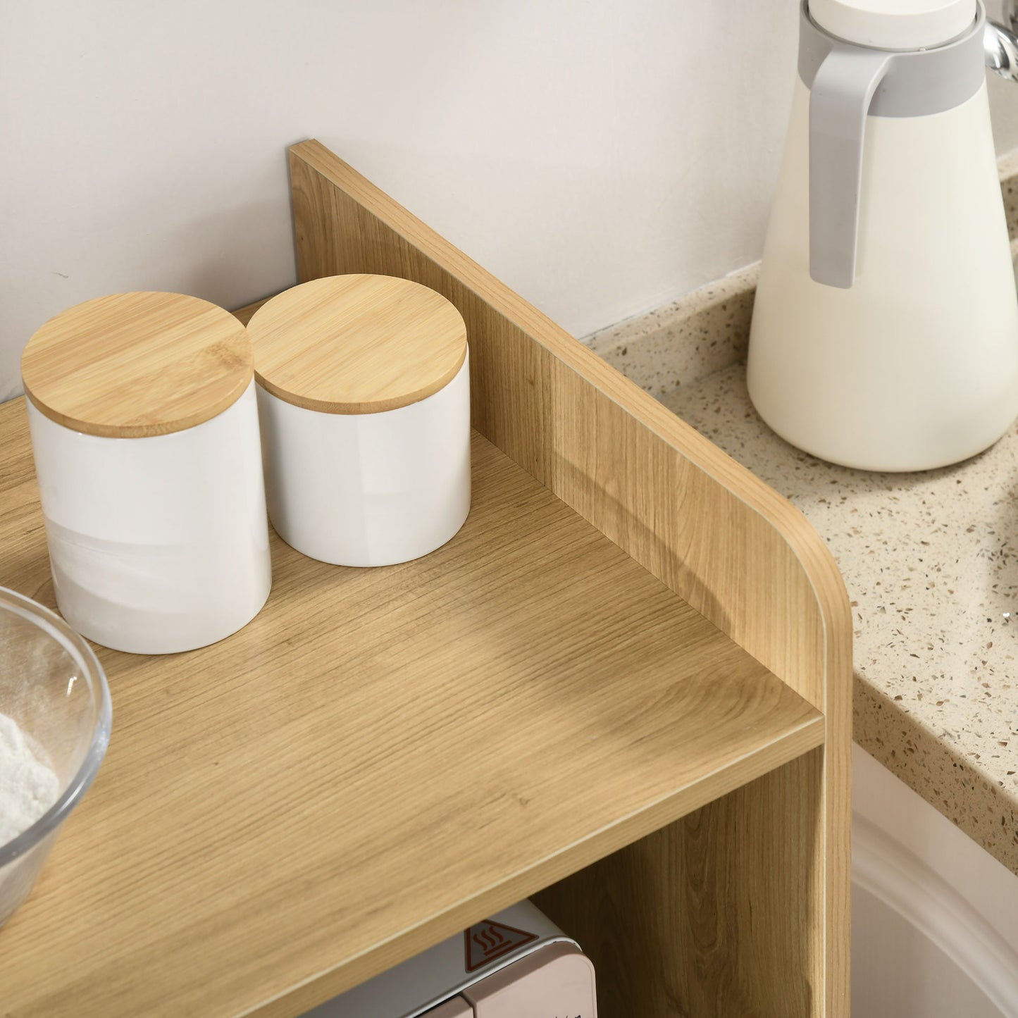 Keukenkastje – Keukenkast – Keukenmeubel – Opbergkast – Magnetronkast – Scandinavisch design – Verstelbare plank – 58 x 40 x 118 cm – Spaanplaat en massief hout