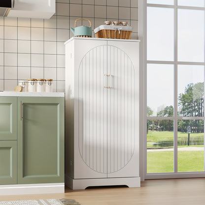 Keukenkast – Keukenrek – Opbergkast – Buffetkast – Wandkast – Wit – Verstelbare Planken – Dubbele Deuren
