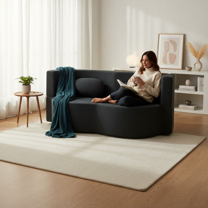 Klapbank – Slaapbank – Slaapbankje – Bankbed – Kinderbank – Modern Scandinavisch Design – Memory Foam Matras 200x100 cm – Afneembare Wasbare Hoes – Zachte Bouclé Bekleding
