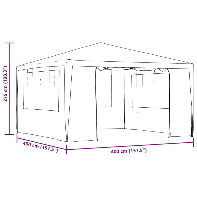 Professional Party Tent with Sidewalls, 90 g/square meter, 4x4m, White – Sturdy and Durable, Easy to Assemble, Ideal for Gatherings, Parties, Weddings, Camping, and Outdoor Activities, Portable Changing Tent, Camping Equipm