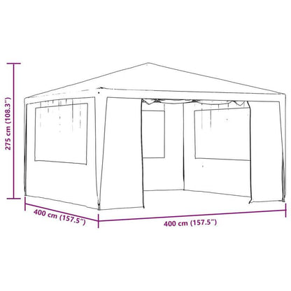 Professional Party Tent with Sidewalls, 90 g/square meter, 4x4m, White – Sturdy and Durable, Easy to Assemble, Ideal for Gatherings, Parties, Weddings, Camping, and Outdoor Activities, Portable Changing Tent, Camping Equipm