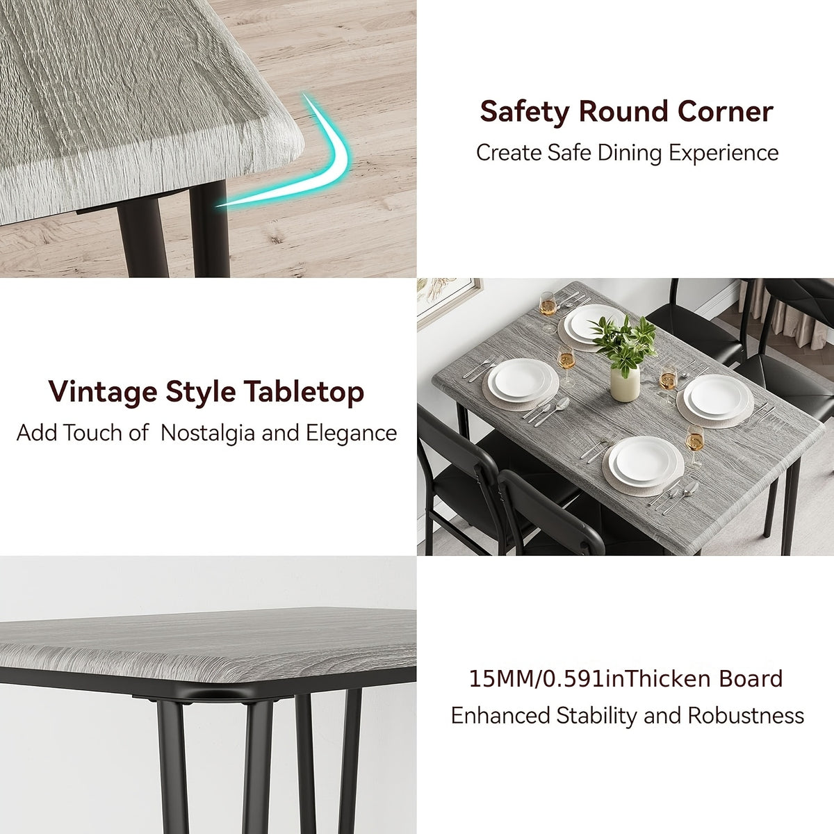 3pcs Compact Dining Table Set for 2 with Upholstered Chairs - Space-Saving Square Kitchen Table & Chairs Suitable for Small Spaces, Apartment, Studio - Modern Metal Furniture (Easy Assembly)