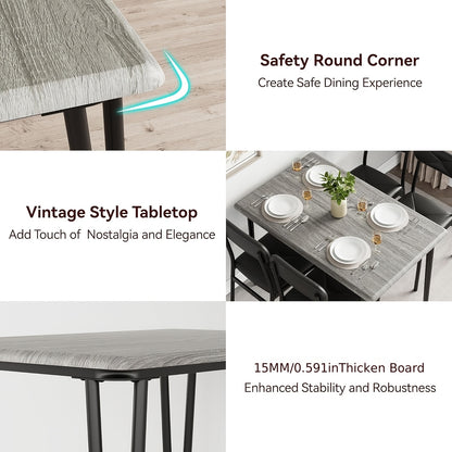 3pcs Compact Dining Table Set for 2 with Upholstered Chairs - Space-Saving Square Kitchen Table & Chairs Suitable for Small Spaces, Apartment, Studio - Modern Metal Furniture (Easy Assembly)