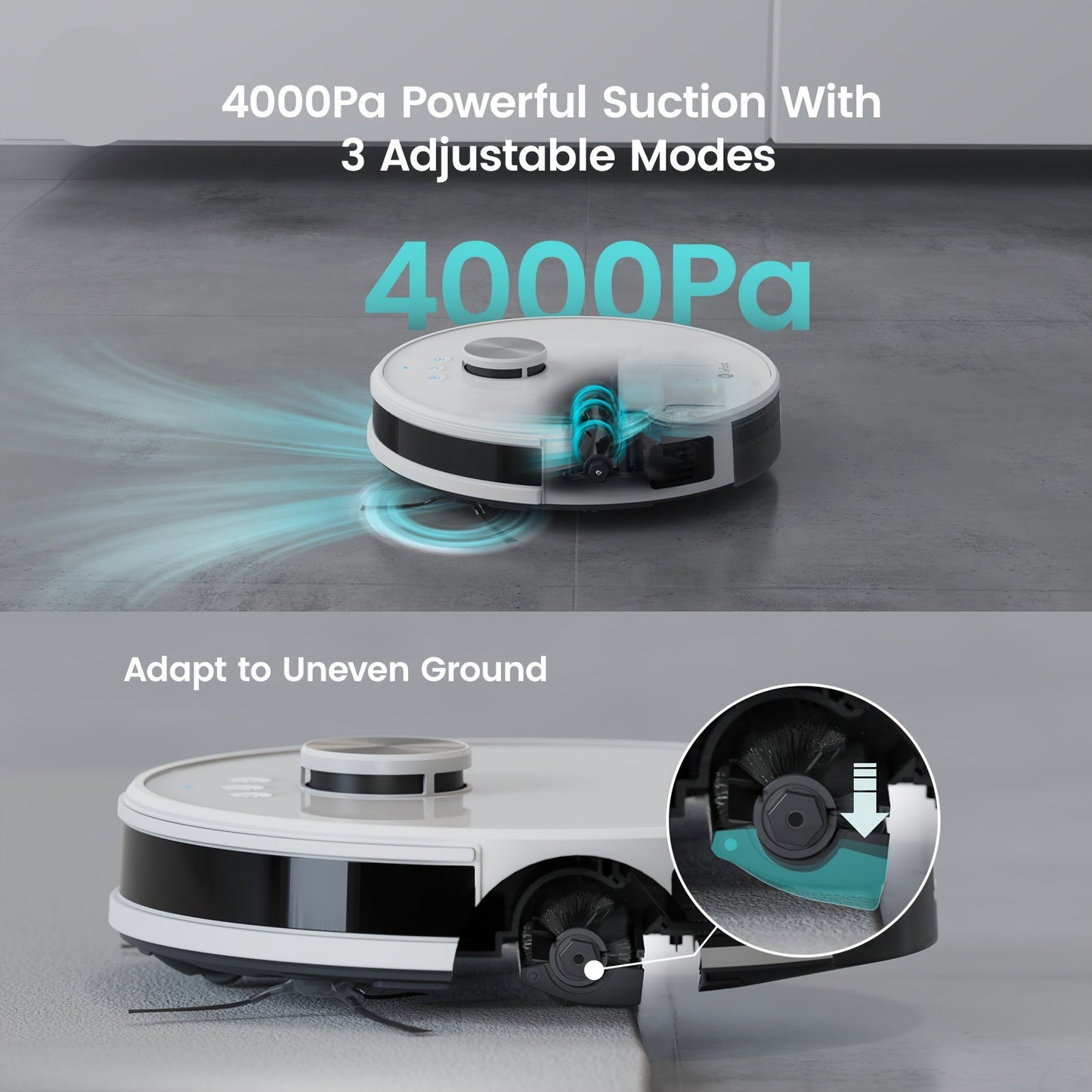 Robotstofzuiger – Dweilrobot – Stofzuigrobot – Automatische Stofzuiger – Schoonmaakrobot – 4000Pa Zuigkracht – Dual Power Batterij & Netstroom