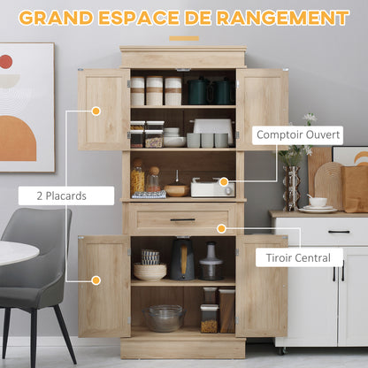 Keukenkastje – Keukenbuffet – Keukenkast – Opbergkast – Kastje Beige – Rustieke Stijl – Verstelbare Plank – Anti-Kantelbeveiliging