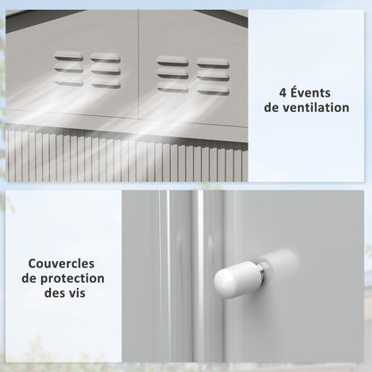Tuinhuisje – Tuinschuur – Berging – Opbergschuur – Metalen Tuinkast – 5,4 m² – Gegalvaniseerd Staal – Schuifdeuren Met Slot – Ventilatieroosters – Antraciet