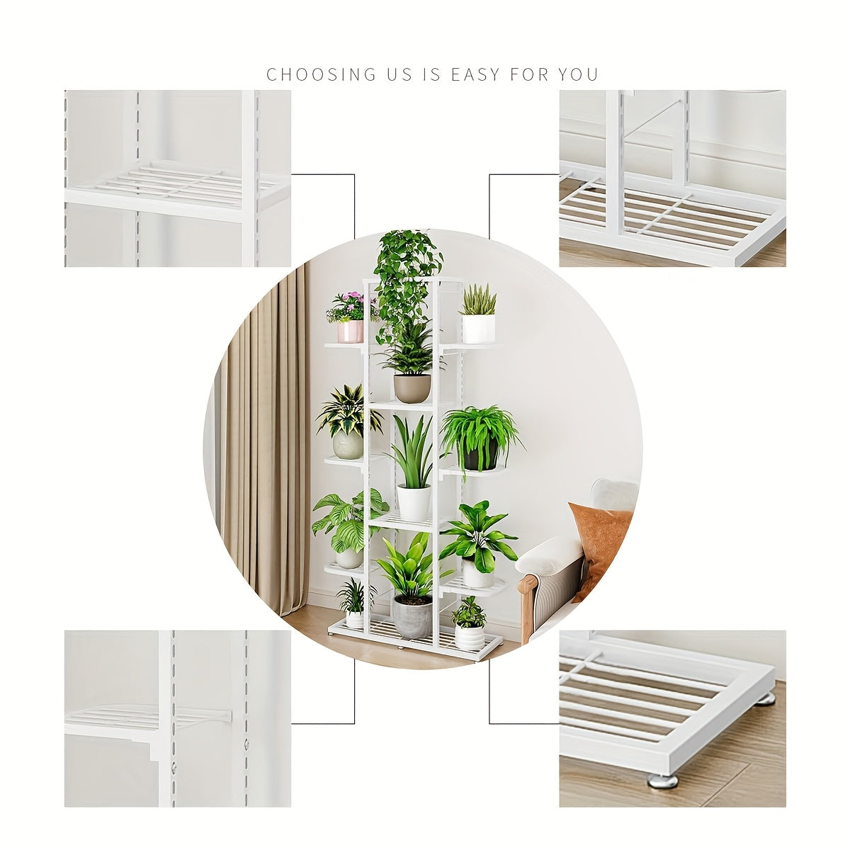 7-Tier Heavy-Duty Metal Indoor/Outdoor Plant Stand with Curved Legs & Waterproof Non-Slip Base - Space-Saving Corner Shelf for Potted Plants, Balcony, Garden, Patio - Easy Assembly, Sturdy Ladder-Like Shelves (No Tools Requir