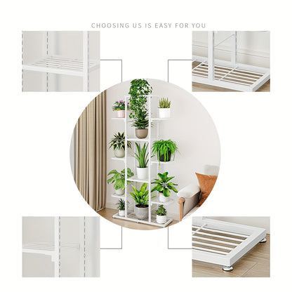 7-Tier Heavy-Duty Metal Indoor/Outdoor Plant Stand with Curved Legs & Waterproof Non-Slip Base - Space-Saving Corner Shelf for Potted Plants, Balcony, Garden, Patio - Easy Assembly, Sturdy Ladder-Like Shelves (No Tools Requir