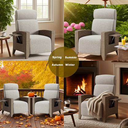 Ligbed – Lounger – Zonnebed – Ligstoel – Tuinstoel – Verstelbare Rugleuning 95°-165° – Inclusief Inklapbare Zijtafel en Dust Cover