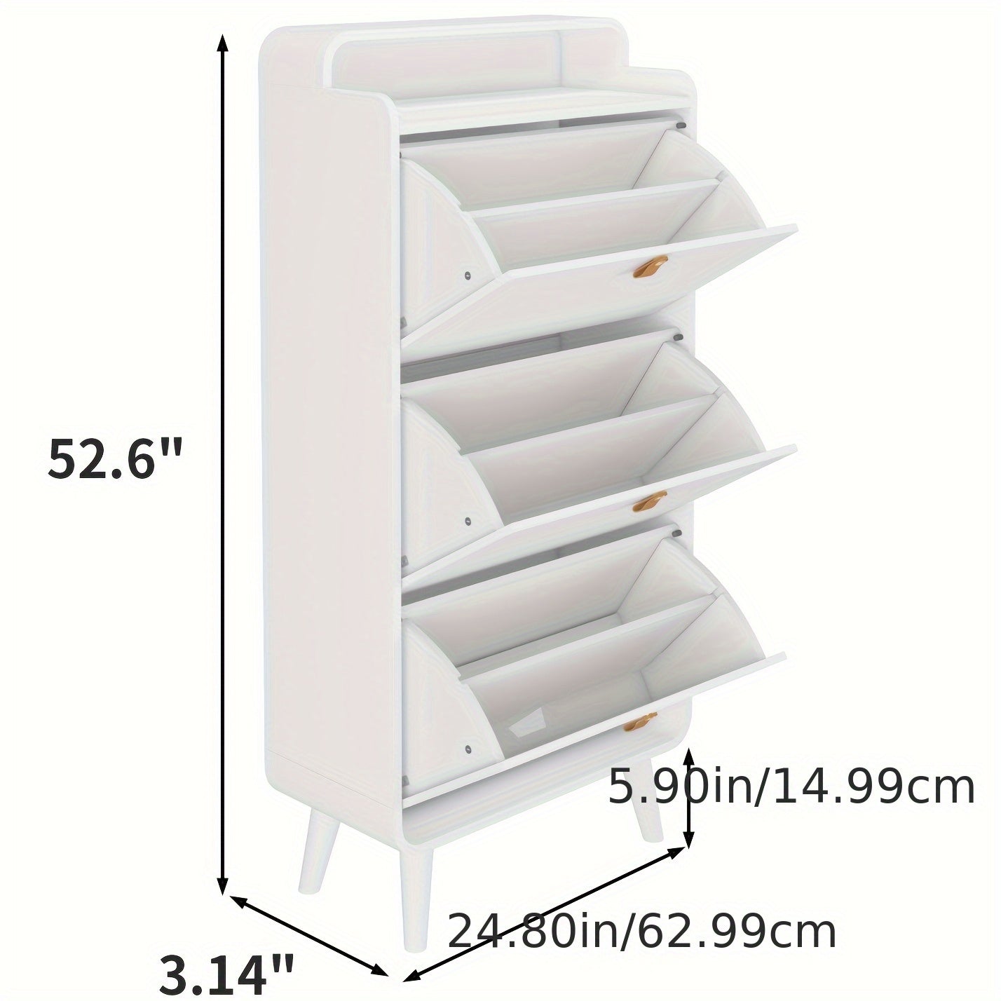 Schoenenkast – Schoenenrek – Schoenopberger – Schoenenkast – Schoenendisplay – Wit Metaal – 3 Inklapbare Lades – Ruimtebesparend Smal Design