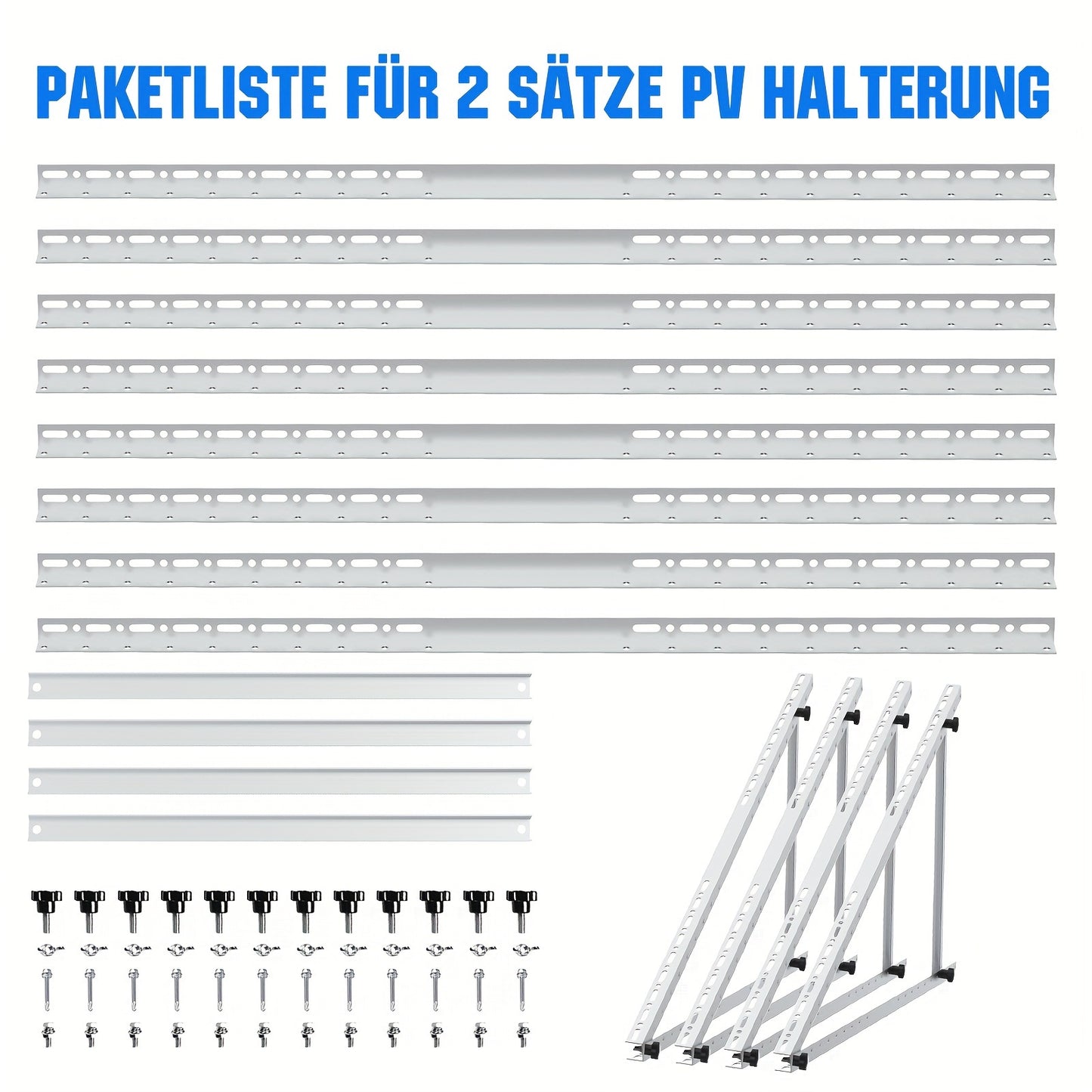 Verstelbare Montagerails Zonnepanelen – Montageset, Montagesysteem, Montagebeugels, Solar Bevestiging – Set Van 4 – 118 cm Aluminium Rails – Kantelbaar 0-90 Graden Zonder Gereedschap