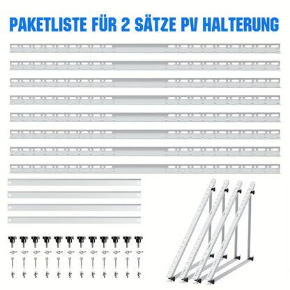 Verstelbare Montagerails Zonnepanelen – Montageset, Montagesysteem, Montagebeugels, Solar Bevestiging – Set Van 4 – 118 cm Aluminium Rails – Kantelbaar 0-90 Graden Zonder Gereedschap