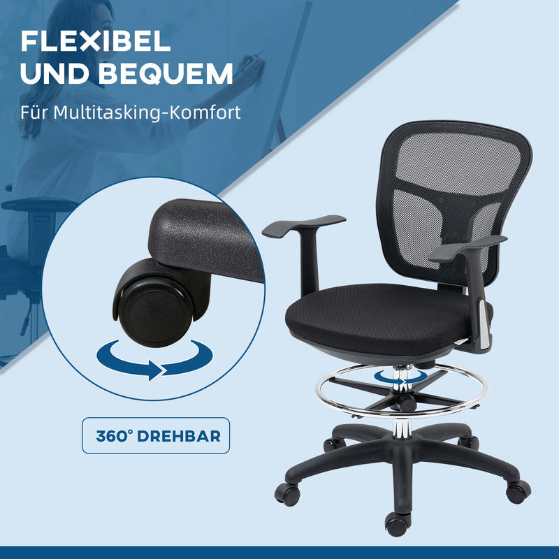 Ergonomische Bureaustoel – Office Chair – Ergonomische Stoel – Bureaustoel Voor Thuis – Draaistoel – Verstelbare Hoogte 59-115cm – Uitschuifbare Voetensteun – Ademend Mesh Rugleuning