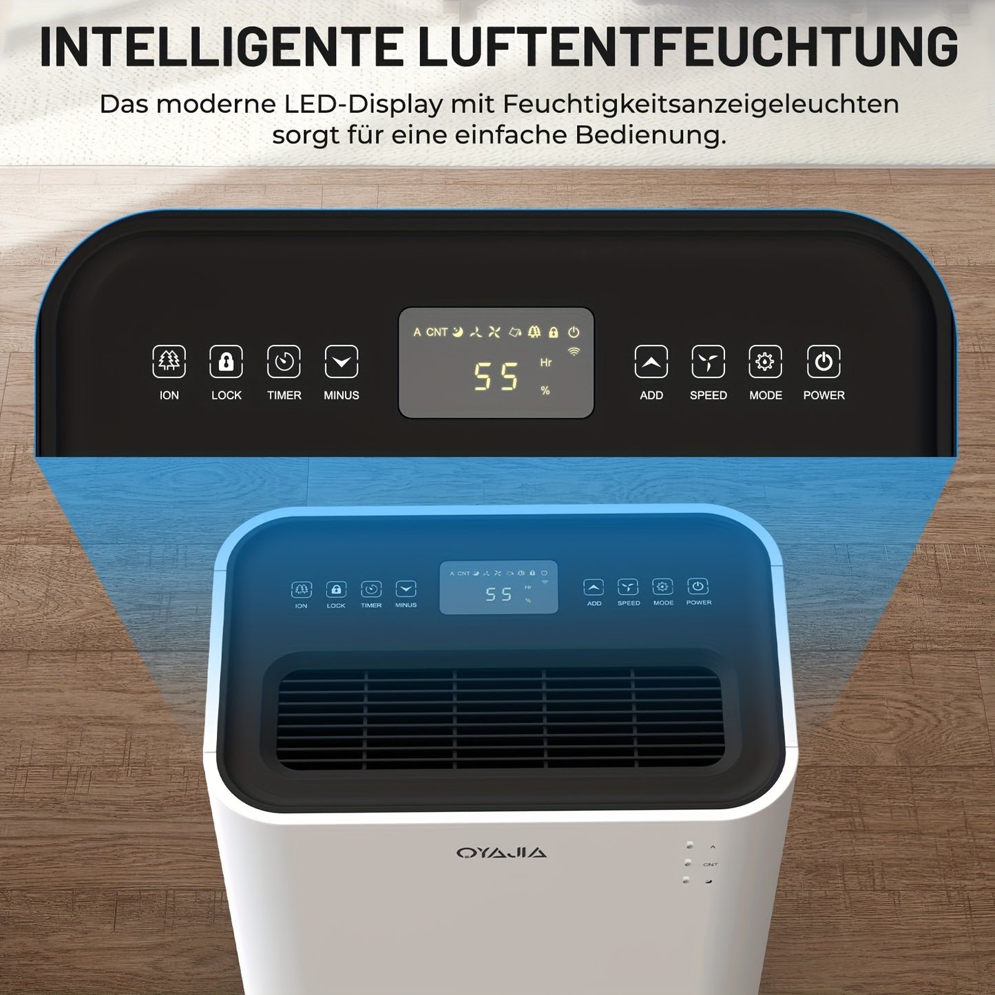 Ontvochtiger – Luchtontvochtiger – Vochtvreter – Droger – Vochtbestrijder – 20 Liter/Dag – Stil Met Digitale Vochtigheidsmeter & Wi-Fi App bediening