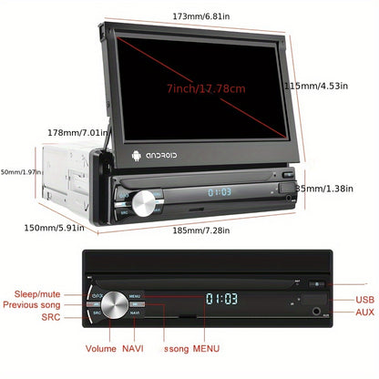 Autoradio – Android Car Stereo – Multimedia Systeem – GPS Navigatie – Single Din – 7-Inch Capacitive Touchscreen – Wireless WiFi & Bluetooth Connectivity