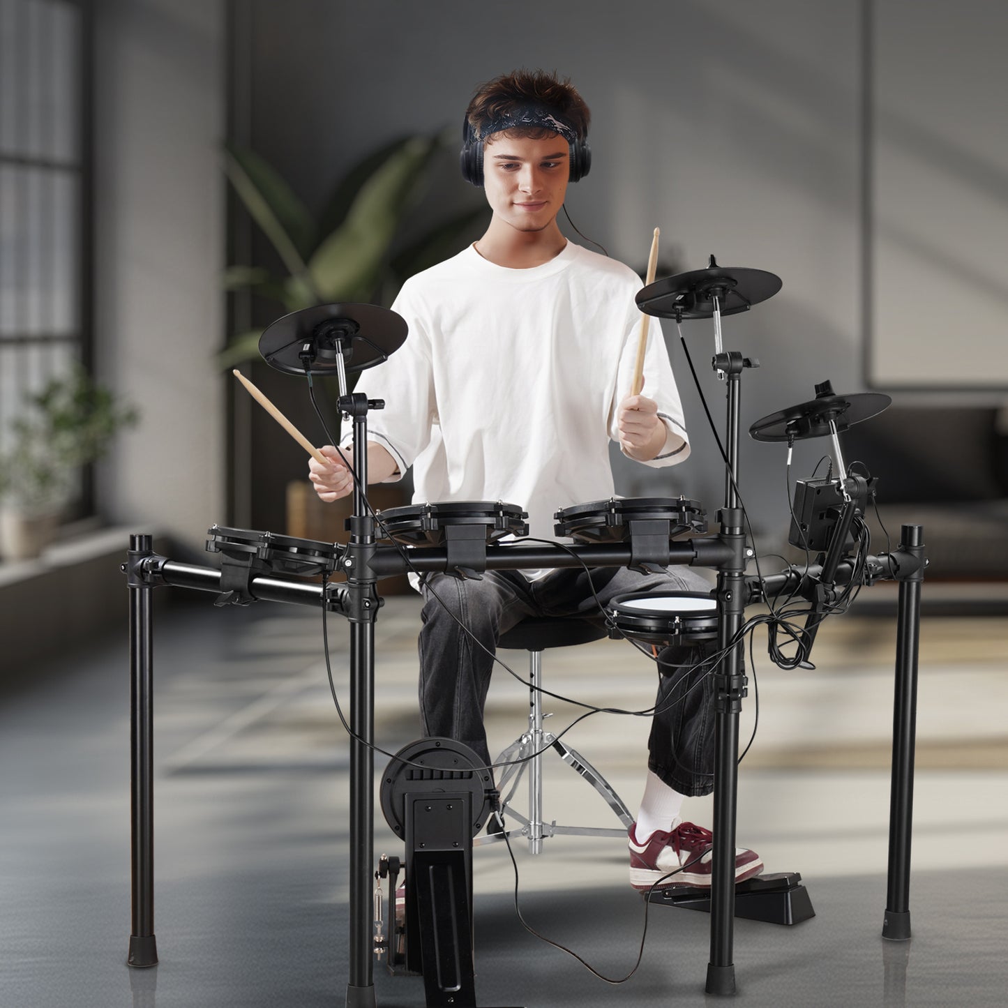 Elektronische Drumstel – Elektrisch Drumstel – E-Drum – Digitaal Drumstel – Elektronisch Drumkit – 480 Geluiden – Verstelbaar Standaard