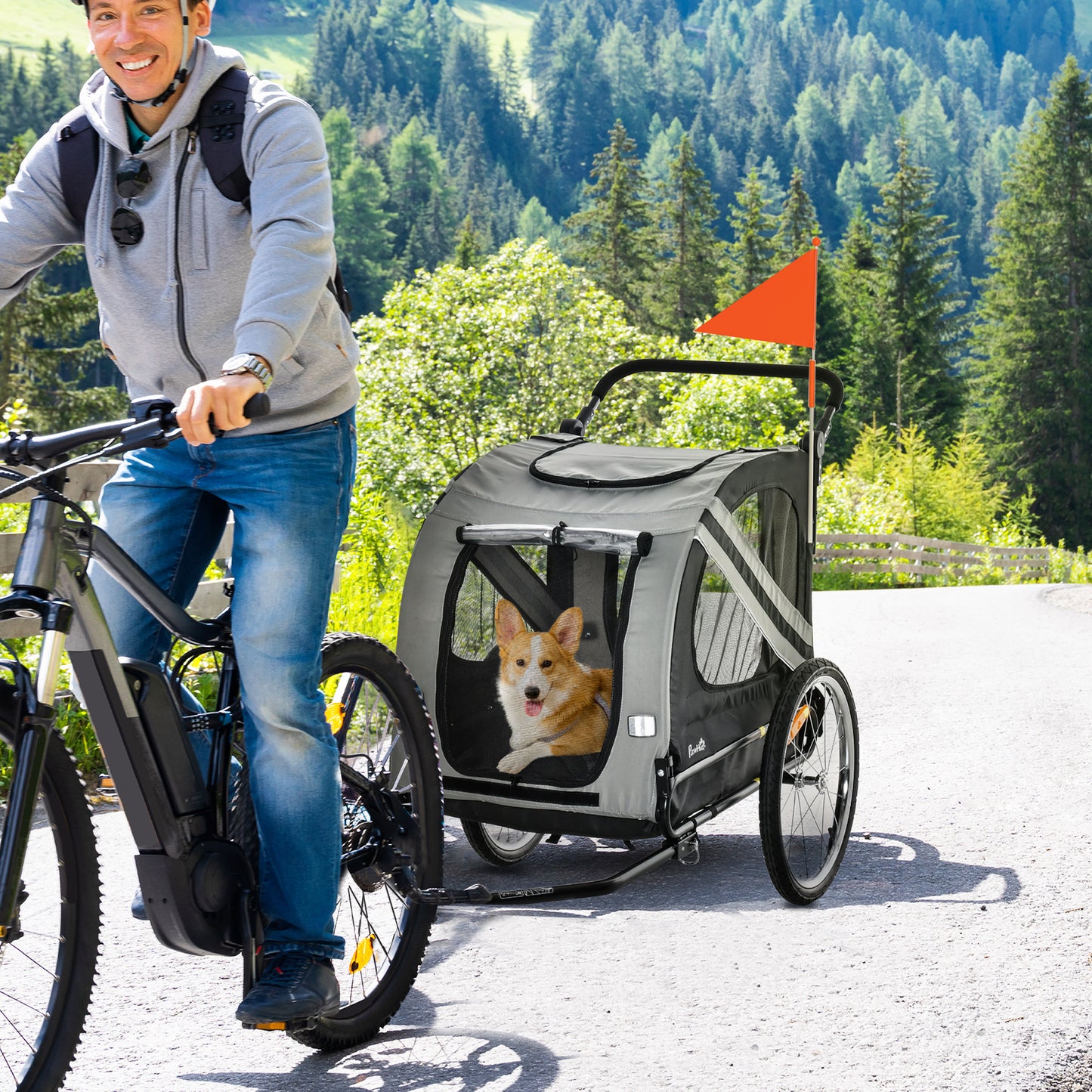 Fietsaanhanger Hond – Hondenfietskar – Hondenkar – Fietskar Huisdier – Hondenbuggy – 2-in-1 Design – Lichtgewicht Aluminium Frame