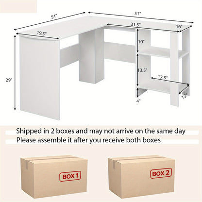 Bureau – Bureautafel – Computerbureau – Werkplek – Bureaublad – L-Vormig – Extra Breed – Kabelmanagement – Stevig Houtcomposiet – 130x130 cm – Wit