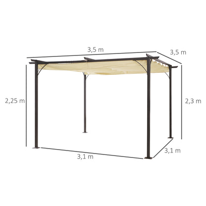 Outsunny Retractable Pergola 4 x 4 m metal structure epoxy black anti-corrosion + high density polyester fabric 180 g/m² beige included