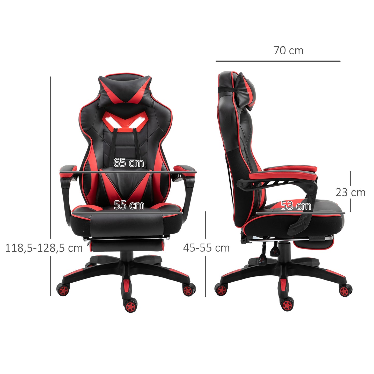 Gamingstoel – Gamestoel – Gaming Chair – Bureaustoel – Game Stoel – Ergonomisch Design – Verstelbare Rugleuning Met Voetsteun – Zwart/Rood
