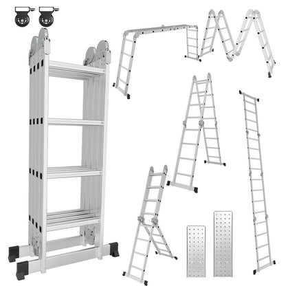 Multifunctionele Aluminium Ladder – Vouwladder – Steiger – A-Frame Ladder – Werkplatform – Max 582 cm – Lichtgewicht & Roestvrij